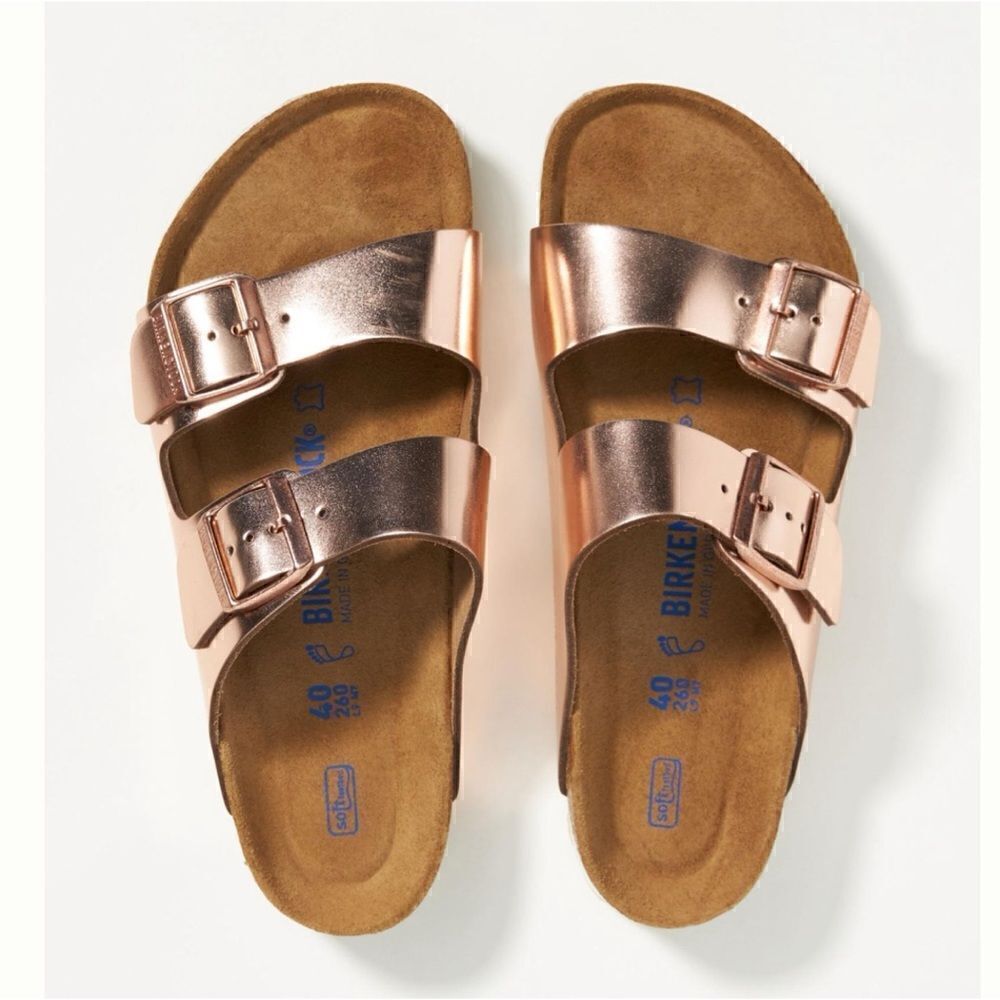 Birkenstock Arizona Soft Footbed
Leather  Sandals in Metallic Copper Size 39 - Picture 4 of 15